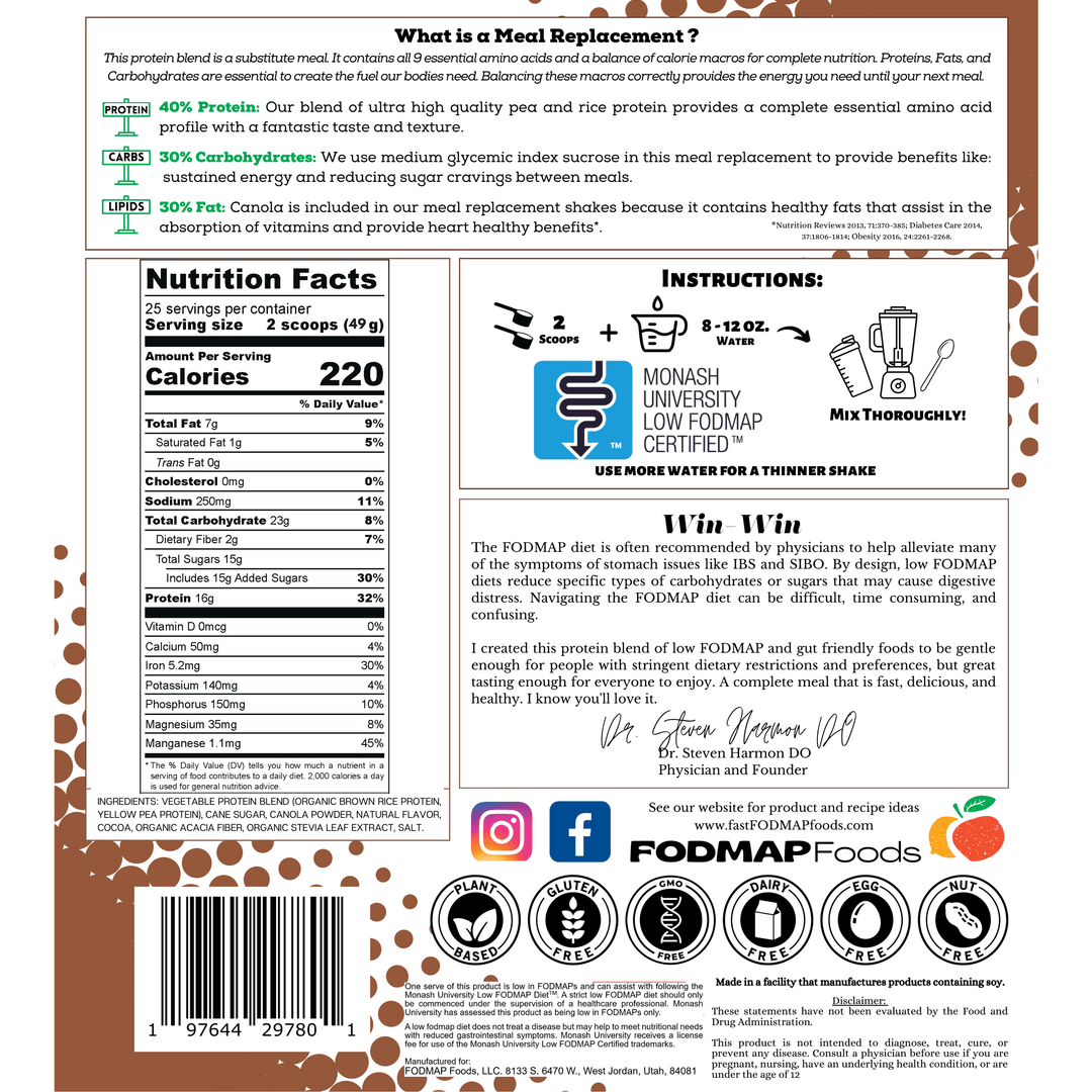 Chocolate meal replacement bag full layout