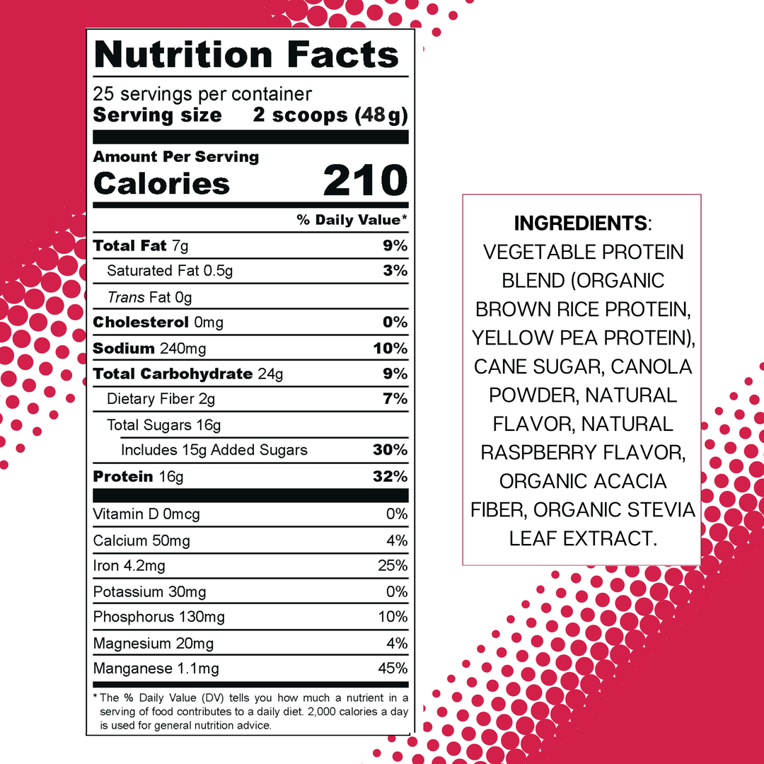 Raspberry low fodmap meal replacement nutritional information and ingredients